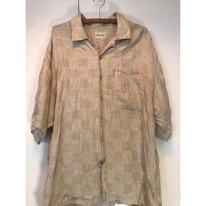 Clean Joseph & Feiss 100% Linen Button Down Mixed Pattern Short Sleeve Shirt XL